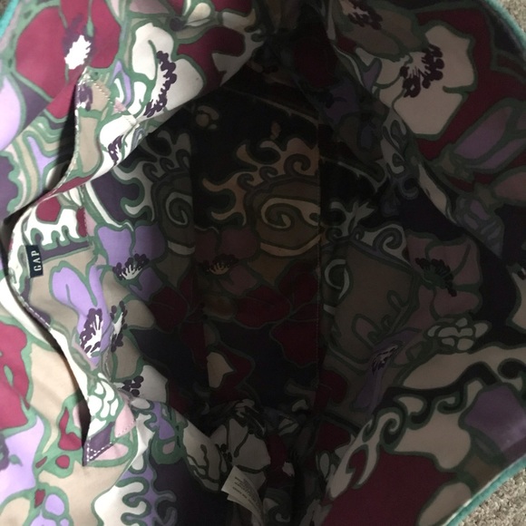 Gap medium Teal suede & patent Tote Bag - Picture 2 of 9